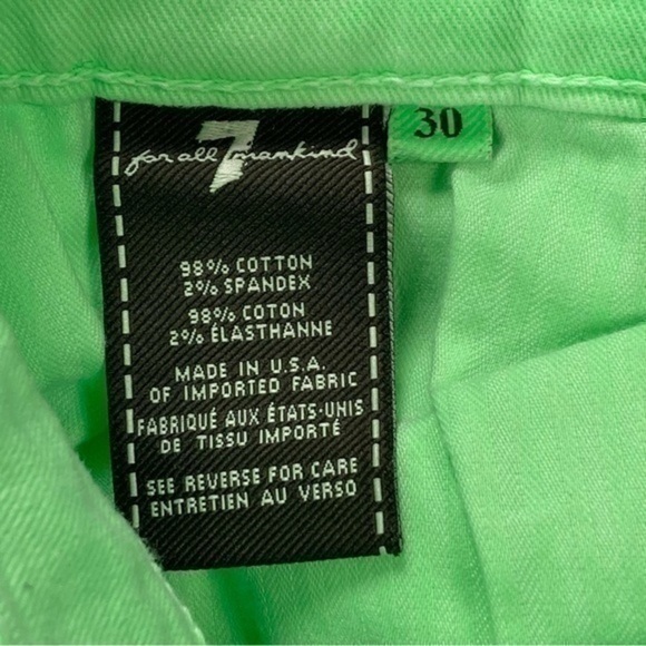 7 For All Mankind Jeans Womens Size 30 Spring Green Skinny Cropped Stretchy - Picture 11 of 13